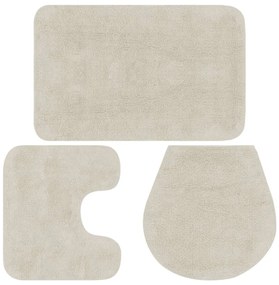 Conjunto tapetes de casa de banho 3 pcs tecido branco