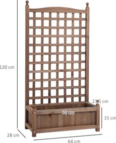 Floreira com treliça 64  x 28 x 120 cm. Insertos de rega incluídos em Madeira de abeto tratada