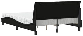 Cama com colchão 140x200 cm tecido preto