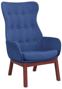 Cadeira de descanso com banco p/ pés tecido azul