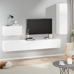 Conjunto móveis de TV 4 pcs madeira processada branco