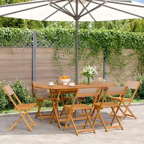 vidaXL Cadeiras jardim dobráveis 6pcs tecido/madeira cinza-acastanhado