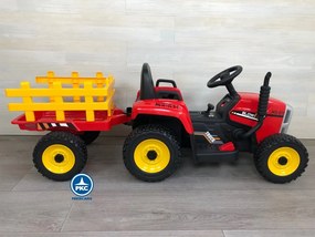 Trator infantil eletrico Peketrac 5100 12V Rodas de borracha vermelho