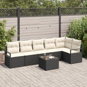 Conjunto de Sofá de Jardim vidaXL de 6 Peças com Almofadas Marrons de Vime PE