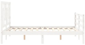 Estrutura de cama com cabeceira 140x190cm madeira maciça branco