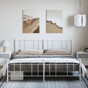 Estrutura de cama com cabeceira e pés 183x213 cm metal branco