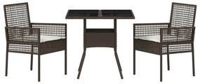 Conjunto de Jantar de 3 Peças Castanho Rattan Poliéster