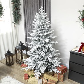 Árvore de Natal artificial com efeito de neve, 180 cm, com 1815 ramos, suporte metálico dobrável, verde