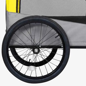 Reboque bicicletas/carrinho para animais 2-em-1 amarelo/cinza