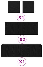 Conjunto de 7 Peças de Armários para TV vidaXL Carvalho Preto Madeira