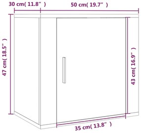 Mesa de cabeceira de parede 50x30x47 cm cinzento cimento