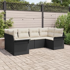 Conjunto de Sofás de Jardim vidaXL com Almofadas Preto Rattan de Poli