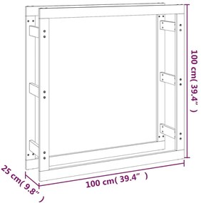 Suporte para lenha 100x25x100 cm pinho maciço preto