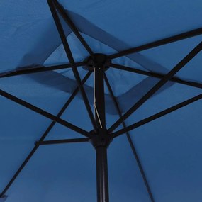 Guarda-sol de exterior c/ poste de metal 300x200 cm azul ciano