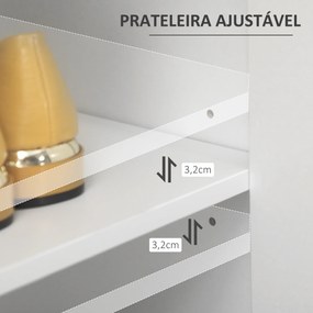 Móvel Cabide de Entrada com 3 Ganchos 2 Portas e Prateleiras Ajustáveis para 12 Pares de Sapatos 80x32x180 cm Branca