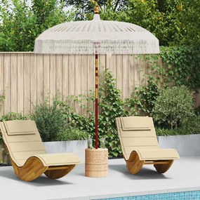 vidaXL Guarda-sol Creme (185-195) x 250 cm Algodão e madeira sólida