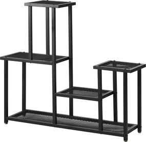 Suporte para plantas de 4 níveis para interior e exterior; prateleira metálica para plantas, ideal para jardim, terraço e varanda, na cor preta