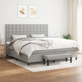 vidaXL Cama com molas/colchão 200x200 cm tecido cinza-claro
