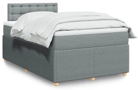 Cama boxspring com colchão 120x190 cm tecido cinzento-claro