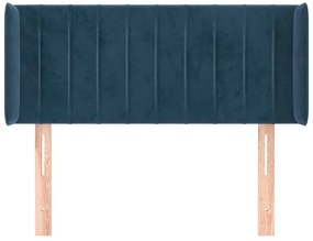 Cabeceira de cama c/ abas veludo 83x16x78/88 cm azul-escuro