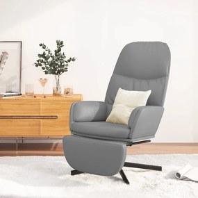 vidaXL Cadeira de descanso c/ apoio de pés couro artificial cinzento