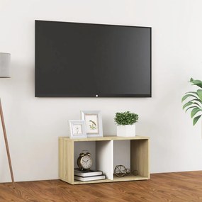 vidaXL Móvel de TV derivados de madeira branco e carvalho sonoma