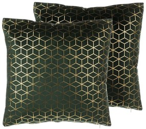 Conjunto de 2 almofadas decorativas em veludo verde escuro 45 x 45 cm CELOSIA Beliani
