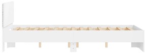 Estrutura de cama com cabeceira e luzes LED 135x190 cm branco