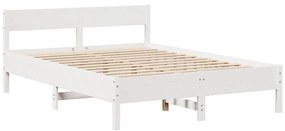 Cama sem colchão 150x200 cm madeira de pinho maciça branco