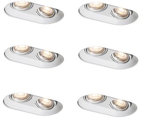 Conjunto de 6 Focos Embutidos Redondos Brancos GU10 50mm 2-Luzes - Hubs