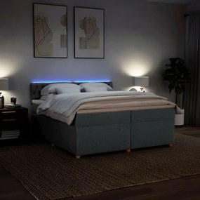 Cama com molas/colchão 200x200 cm tecido cinzento-escuro