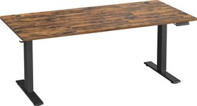Secretária elétrica com regulação elétrica da altura, 180 x 80 x (72-120) cm, com porta USB-C castanho