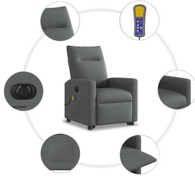 Poltrona elétrica elevatória massagens tecido cinzento-escuro
