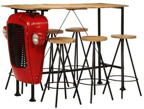 7 pcs conjunto de bar madeira de mangueira maciça