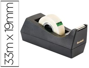 Desenrolador Scotch de Secretaria C38 Preto Inclui 3 Rolos de Fita Scotch Magic 33 mt x 19 mm