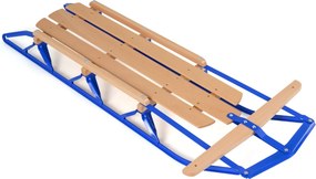 Trenó de metal e madeira 137 x 58 x 16 cm e barra de direção para adultos e crianças a partir dos 5 anos Capacidade de carga 150 kg Azul