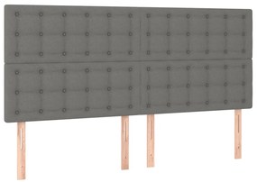 Cabeceira de cama c/ LED tecido 180x5x118/128 cm cinza-escuro