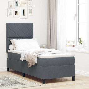 Cama Box com Colchão vidaXL Cinza Escuro 80x200 cm Veludo