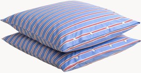 Fronhas de almofada em percal de algodão Striped Blue, conjunto de 2