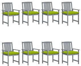 Cadeiras de jardim c/ almofadões 8 pcs acácia maciça cinzento