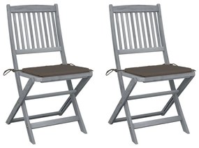 vidaXL Cadeiras exterior dobráveis c/ almofadões 2 pcs acácia maciça