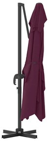 Guarda-Sol Cantilever Roma Vermelho Bordeaux 352x251x260 cm em Alumíni