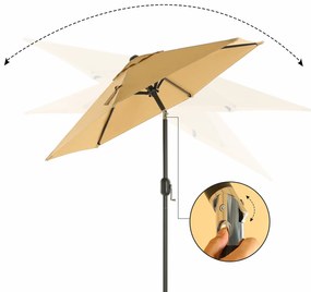 Guarda-sol Ø 200 cm com inclinação proteção UPF 50+Taupe