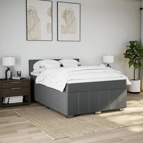 Cama com molas/colchão 140x200 cm tecido cinzento-escuro