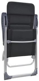 Cadeiras de campismo 2 pcs 58x69x111 cm alumínio preto