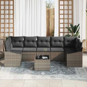 Conjunto de sofá de jardim com 8 peças e almofadas cinzas em rattan si