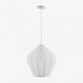 Candeeiro De Teto Suspenso Em Metal E Tecido Belisa Branco & Ø40 Cm - Sklum