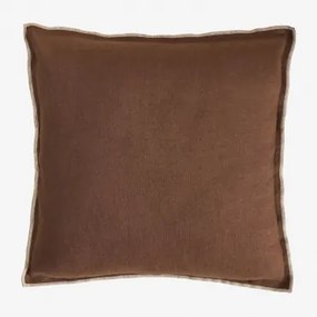 Coussin Carré 40x40 Cm En Coton Et Lin Angola Castanho Café - Sklum