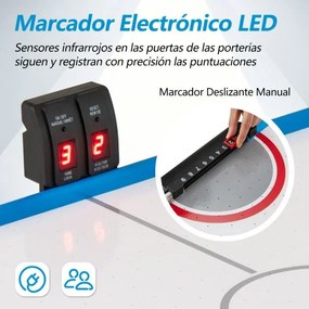 Mesa de Air Hockey com Marcador LED e Motor de 12V com 2 Discos e 2 Pás para Adultos e Crianças 122 x 61 x 76 cm Azul