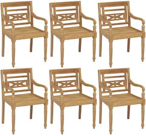 vidaXL Cadeiras Batávia 6 pcs madeira de teca maciça